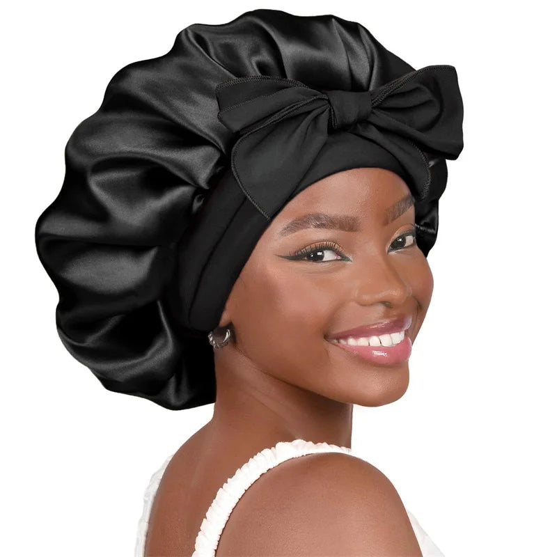 Bonnet de nuit effet satin ajustable pour cheveux – NAYRA
