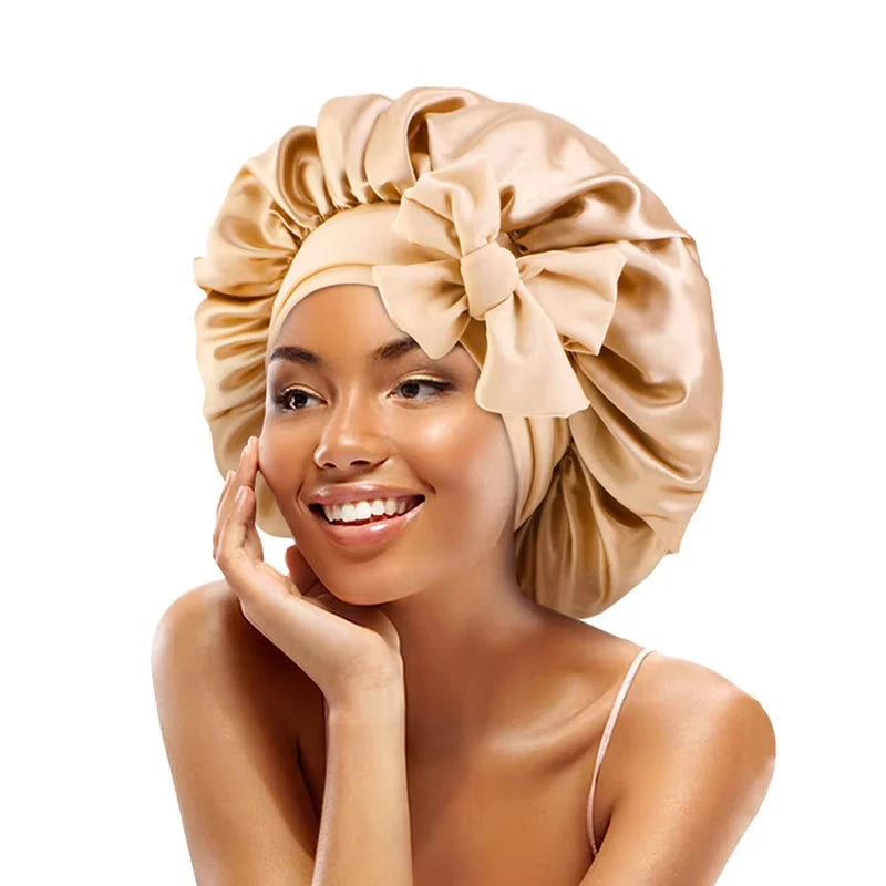 Bonnet de nuit effet satin ajustable pour cheveux – NAYRA